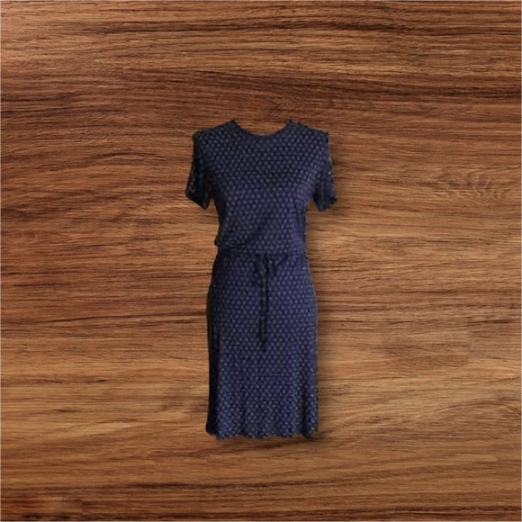 Women's H&M Polka Dot Printed Navy Flutter-Sleeve Dress Size M Spring Midi - Picture 2 of 16